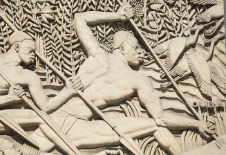 Scène de chasse à l'hippopotame du bas-relief